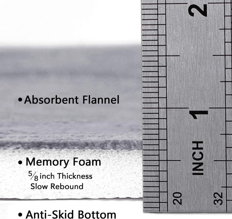 Flamingo P Memory Foam Bath Mat for Bathroom Non Slip Quick Dry Super Water Absorbent Shower Rug,24x17,Grey - Image 4